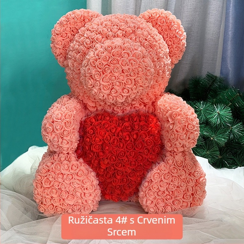 Ruža Medvjed Konzervirani cvijet Valentinovo Simulirani cvijet Poklon Pe Medvjed Rođendanski poklon Ruža Mjehurić Medvjed Vanjska trgovina Veleprodaja