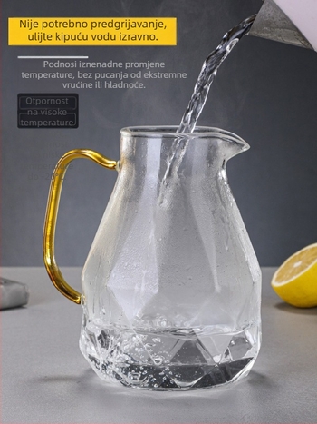 Boca za hladnu vodu otporna na visoke temperature, stakleni čajnik za kućanstvo velikog kapaciteta Diamond pot lonac za hladnu vodu šalica čaja odijelo za lagani luksuz