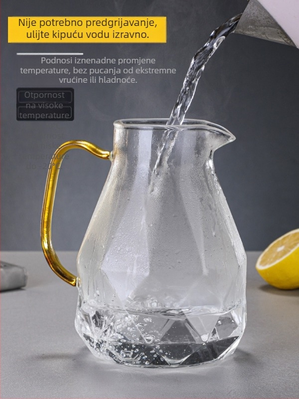 Boca za hladnu vodu otporna na visoke temperature, stakleni čajnik za kućanstvo velikog kapaciteta Diamond pot lonac za hladnu vodu šalica čaja odijelo za lagani luksuz