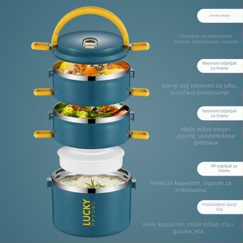 Zatvorena izolirana kutija za ručak za uredske radnike Kutija za ručak od nehrđajućeg čelika s poklopcem Kutija za ručak za mikrovalnu pećnicu za studentice