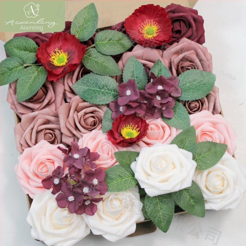 Tvornička prekogranična simulacija ruže s lažnim cvijetom poklon kutije za DIY vjenčanje, zaruke, dekoraciju radne površine