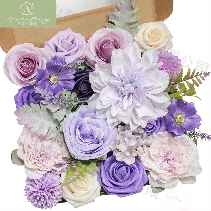 Tvornička prekogranična simulacija ruže s lažnim cvijetom poklon kutije za DIY vjenčanje, zaruke, dekoraciju radne površine