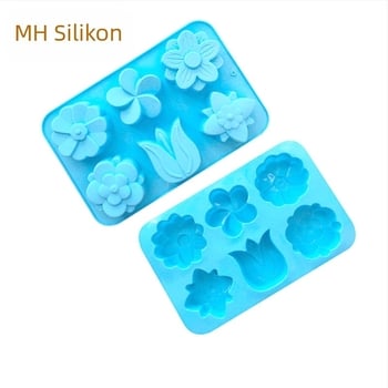 Minghao 6 čak i različitih kalupa za torte u obliku cvijeta, silikonski kalup za pečenje torte, DIY kalup za sapun, kalup za tulip