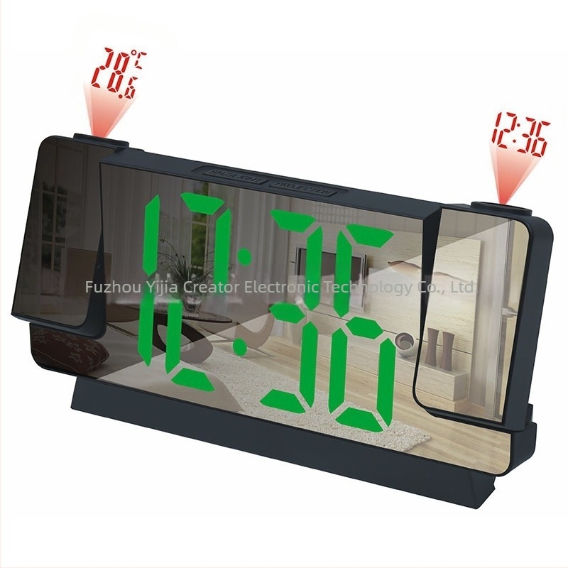 Projekcijski sat 2024. novo kreativno višenamjensko ogledalo s temperaturom i vremenom, projekcijski sat s velikim zaslonom, elektronički digitalni budilnik