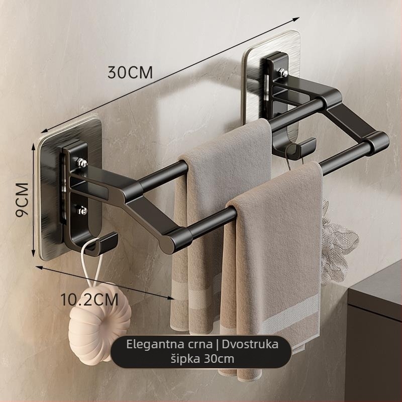 Držač za ručnike boje pištolja, dvostruka šipka za WC, neperforirani držač za ručnike, kuka, držač za kupaonicu, zidni držač za WC, dvostruka šipka