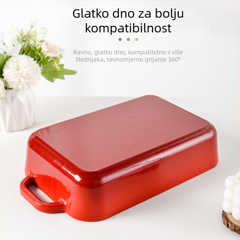 Mala sreća od lijevanog željeza emajlirani lonac binauralna pečena riža ploča za pečenje u pećnici pečenje zapadnjački tanjur roštilj pečena riba odrezak ploča za prženje