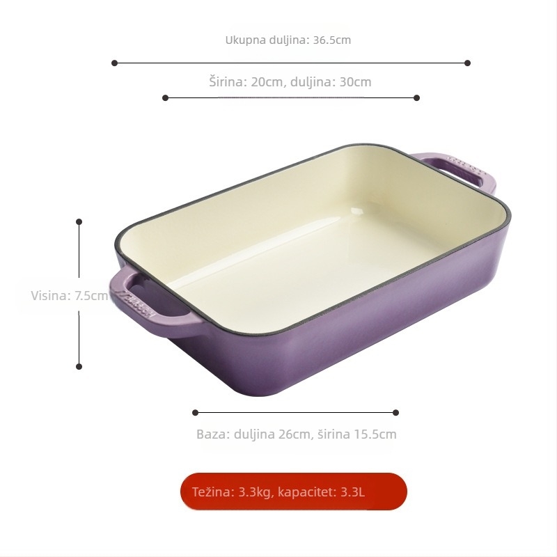 Mala sreća od lijevanog željeza emajlirani lonac binauralna pečena riža ploča za pečenje u pećnici pečenje zapadnjački tanjur roštilj pečena riba odrezak ploča za prženje