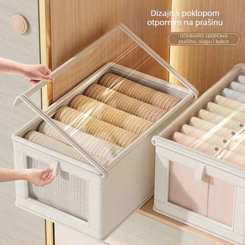 Mrežasta kutija za prednji prozor s poklopcem za pohranu, prašinootporna garderoba, tajice, košulje, kutija za ravno rublje, sklopiva kutija za pohranu oprane odjeće