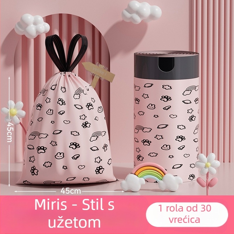 Vreće za smeće od pelina, 100 komada, kućanske vreće sa zateznim vezicama, vreće za smeće koje se ne kidaju, zadebljane i ne kidaju se lako, vreće za smeće sa zateznim vezicama