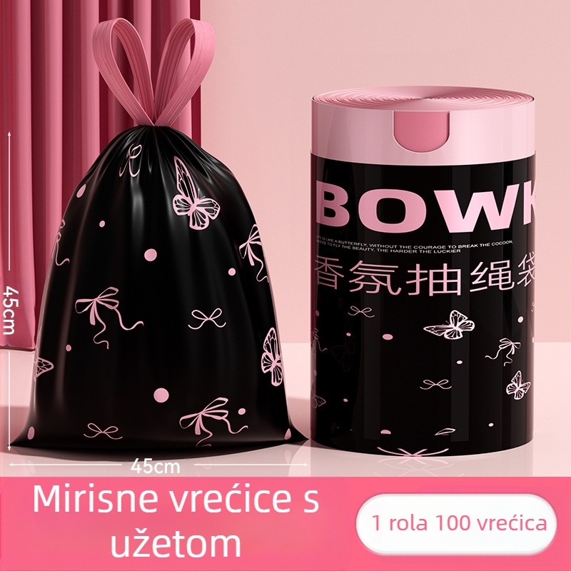 Vreće za smeće od pelina, 100 komada, kućanske vreće sa zateznim vezicama, vreće za smeće koje se ne kidaju, zadebljane i ne kidaju se lako, vreće za smeće sa zateznim vezicama