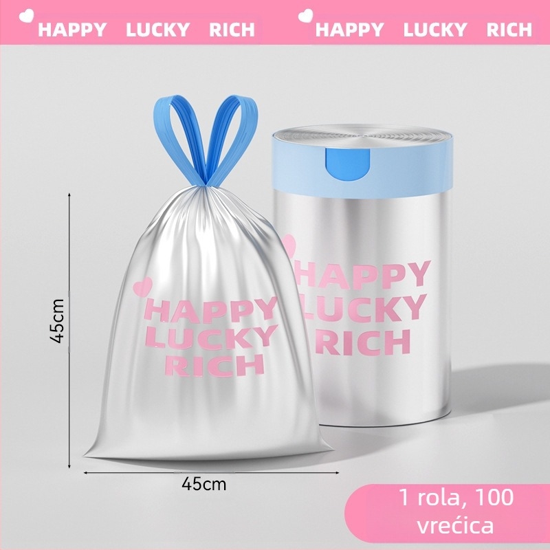 Vreće za smeće od pelina, 100 komada, kućanske vreće sa zateznim vezicama, vreće za smeće koje se ne kidaju, zadebljane i ne kidaju se lako, vreće za smeće sa zateznim vezicama