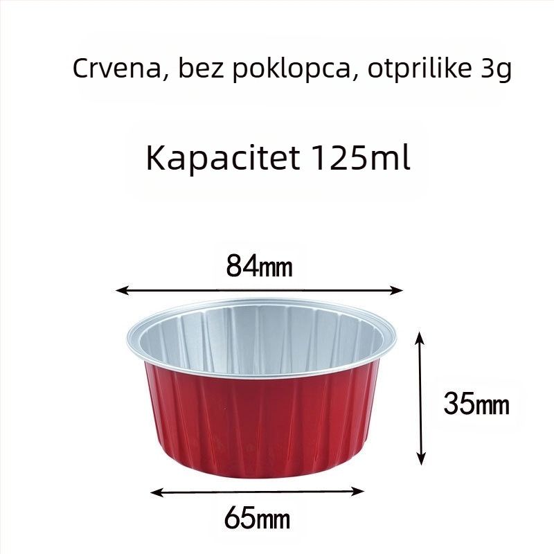 Pakiranje od 20 komada, pakiranje od 50 komada, čaša za puding, friteza na vrući zrak, posebna kutija od aluminijske folije u boji, okrugla zdjela, kutija za torte, čaša za roštilj