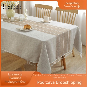 Vodootporni stolnjak u stilu Ins, pravokutni pamučni i laneni stolnjak, podloga za stol, ručnik, stolnjak, otporan na ulje, vodootporni, protuklizni