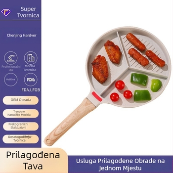 Tri-u-jednom tava, višenamjenska tava, tava za prženje, tava s neprianjajućim slojem, tava za omlet, tava s odvojenim prugama odreska, tava s neprianjajućim slojem