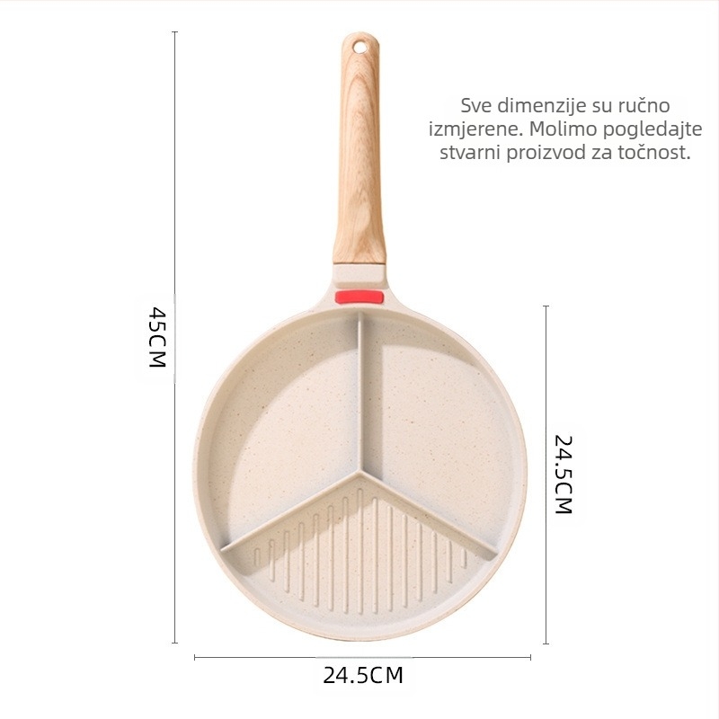 Tri-u-jednom tava, višenamjenska tava, tava za prženje, tava s neprianjajućim slojem, tava za omlet, tava s odvojenim prugama odreska, tava s neprianjajućim slojem