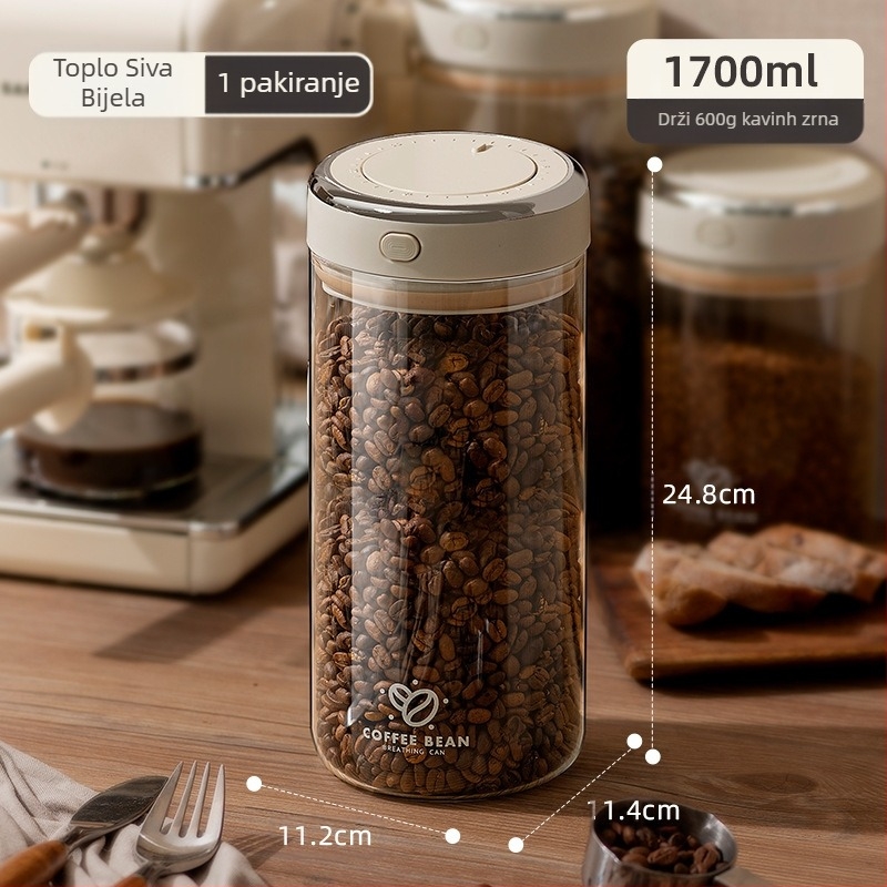 Spremnik za skladištenje zrna kave vlastite izrade, vakuumski zatvoreni spremnik za skladištenje praha kave, spremnik za skladištenje mlijeka u prahu, spremnik za skladištenje zrna kave