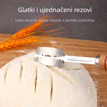 Noževi za popravak kruha od nehrđajućeg čelika, alati za pečenje, nož za rezanje tijesta s drvenom drškom, nož za rezanje bageta, nož za rezanje kruha