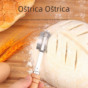 Noževi za popravak kruha od nehrđajućeg čelika, alati za pečenje, nož za rezanje tijesta s drvenom drškom, nož za rezanje bageta, nož za rezanje kruha