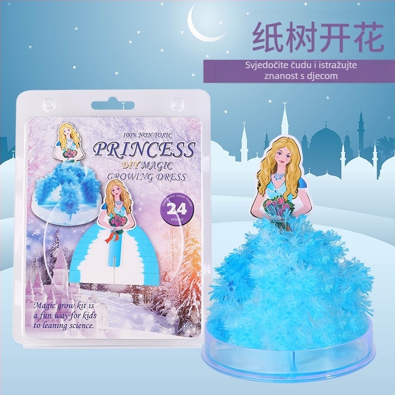 Prekogranični izvor papirnatog drvca za djecu, cvjetanje, DIY čarobni rast, kristalne igračke za drvce u boji, proizvođači božićnih drvaca na veliko