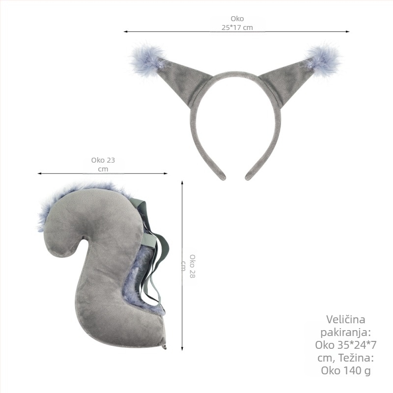 Novo odijelo za vjevericu s trakom za glavu, odijelo za vješticu, uskrsna traka za glavu s motivom životinja za djecu, crtani slatki plišani pokrivalo za glavu s loptom