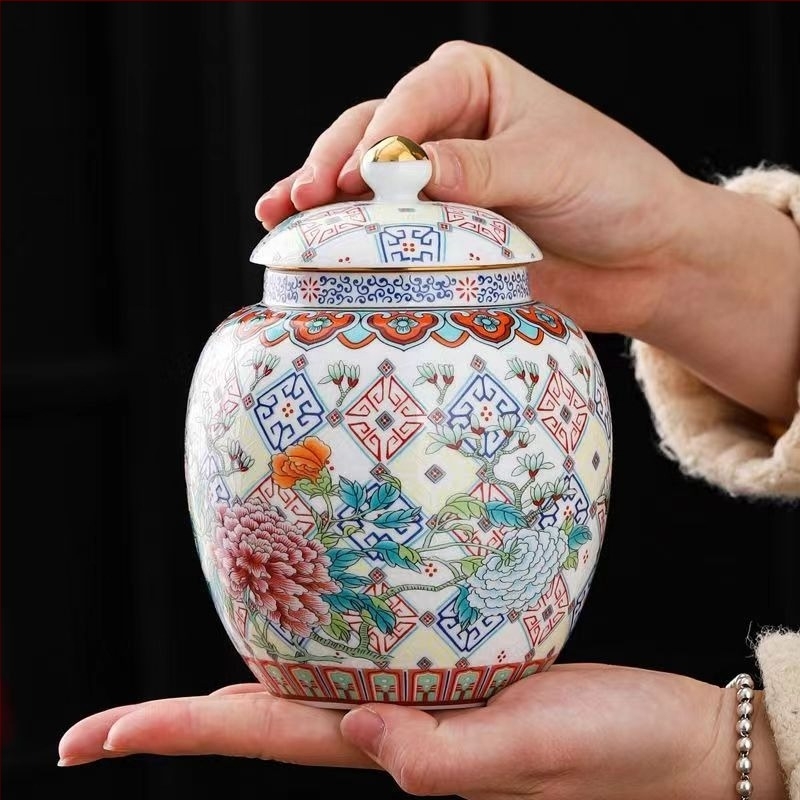 Keramička staklenka za čaj, zatvorena staklenka za pohranu, plavo-bijeli porculanski kućni zeleni crni čaj, Pu'er Longjing staklenka za čaj s metalnim navojnim čepom