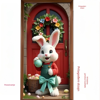 Prekogranični novi uskrsni pokrov za vrata, raspored blagdanske zabave, vanjski ukras za fotografije, širina vrata, zec, vertikalni banner, zavjesa za vrata