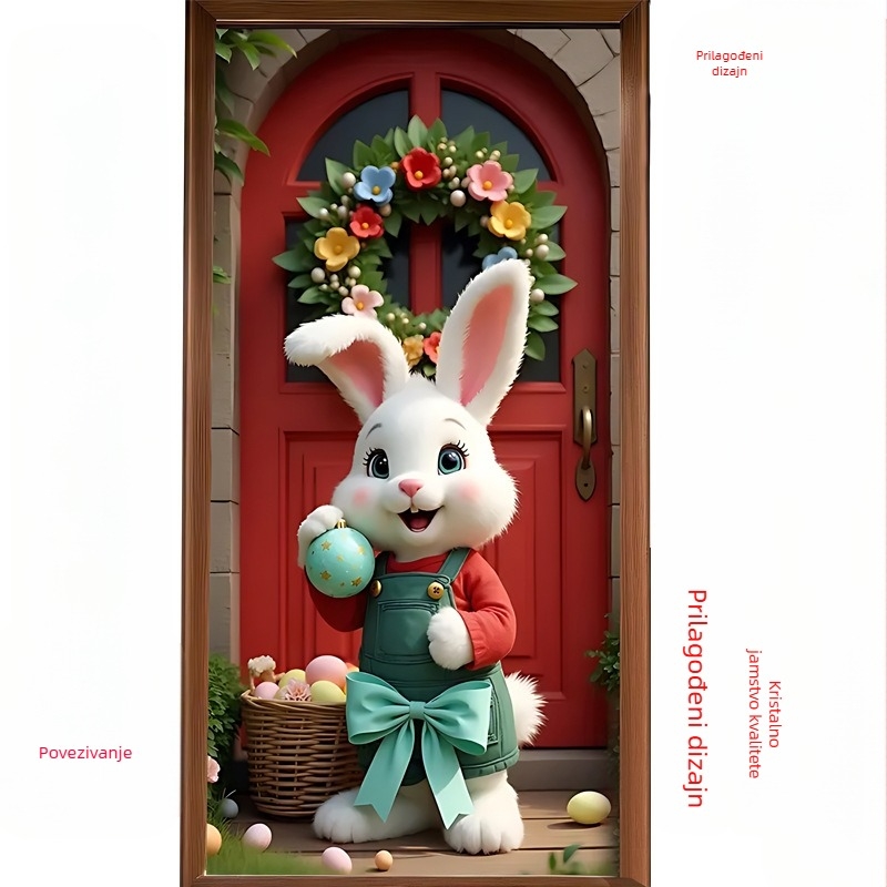 Prekogranični novi uskrsni pokrov za vrata, raspored blagdanske zabave, vanjski ukras za fotografije, širina vrata, zec, vertikalni banner, zavjesa za vrata