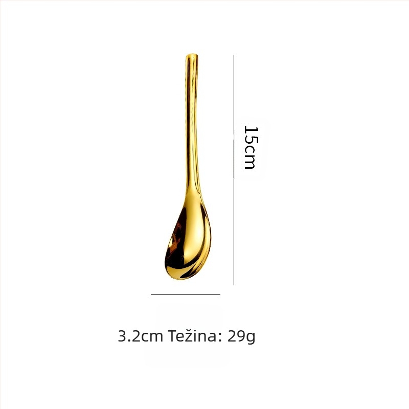 Žlica od nehrđajućeg čelika 304, japanski stil, zlatna žlica, dječja žlica za bebe, kućna žlica za jelo i piće, okruglo dno, mala žlica