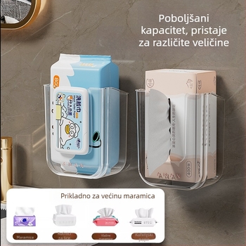 Kutija za maramice s vakuumskom čašicom, kutija za maramice, zidna kutija za pranje lica, kuhinjski WC, viseća kutija za toaletni papir