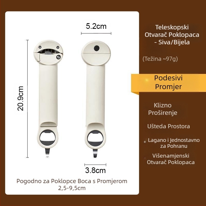Otvarač za čepove od nehrđajućeg čelika koji štedi rad, otvarač za čepove za boce, otvarač za konzerve, otvarač za staklene čepove za konzerve, otvarač za čepove za boce