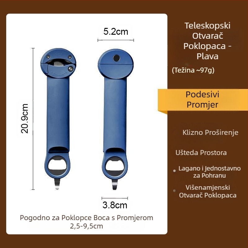 Otvarač za čepove od nehrđajućeg čelika koji štedi rad, otvarač za čepove za boce, otvarač za konzerve, otvarač za staklene čepove za konzerve, otvarač za čepove za boce