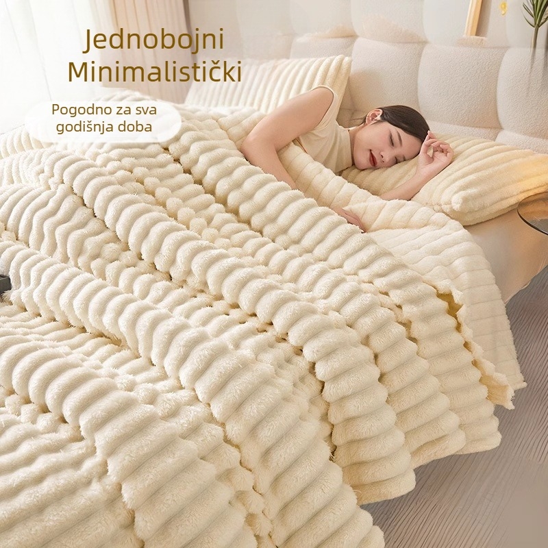 Jesenska i zimska plišana deka od zeca klase A, zadebljana baršunasta deka s toplim mlijekom, prekogranična deka za vanjsku trgovinu s prirubnicom