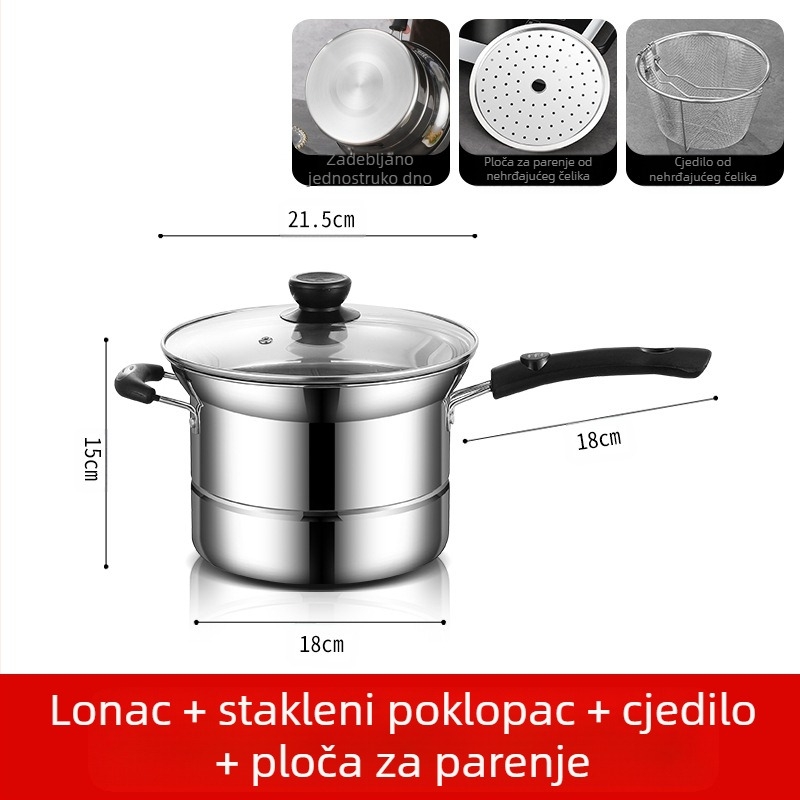 Amazon prekogranična friteza od nehrđajućeg čelika kućanska višenamjenska juha lonac za kuhanje na pari i kuhanje rezanaca lonac poklon veleprodaja