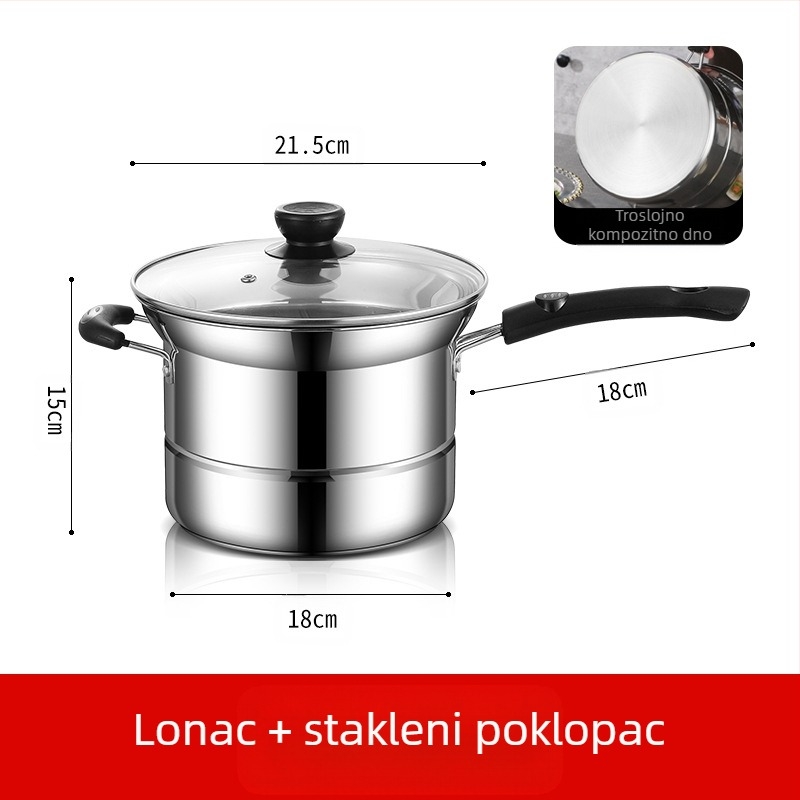 Amazon prekogranična friteza od nehrđajućeg čelika kućanska višenamjenska juha lonac za kuhanje na pari i kuhanje rezanaca lonac poklon veleprodaja