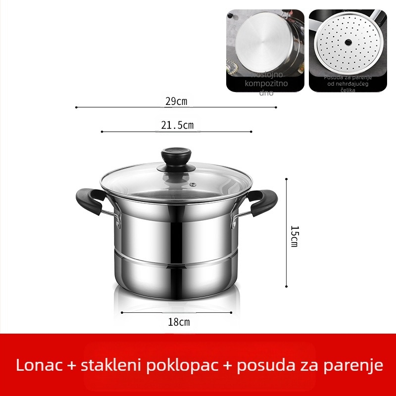 Amazon prekogranična friteza od nehrđajućeg čelika kućanska višenamjenska juha lonac za kuhanje na pari i kuhanje rezanaca lonac poklon veleprodaja