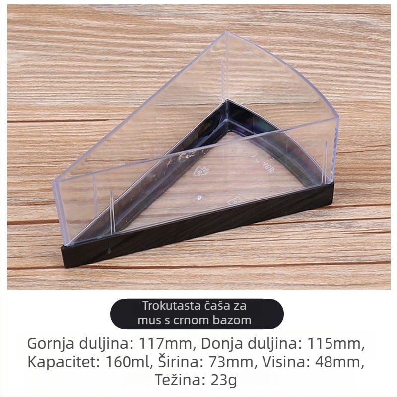 Jednokratna trokutasta zadebljana mousse čaša od PS tvrde plastike za puding, žele, sladoled, desert, kutija za tortu