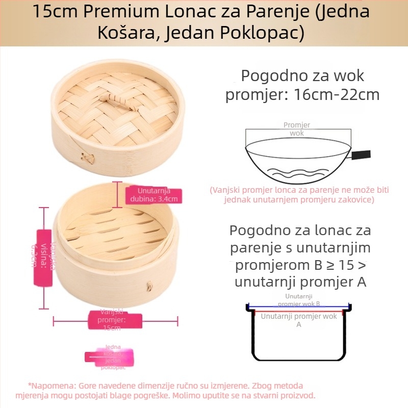 Mali parni lonac od bambusa, mali parni lonac za kuhanje na pari, parni lonac za knedle od bambusa, mini parni lonac za kuhanje na pari od bambusa, komercijalni parni lonac od bambusa