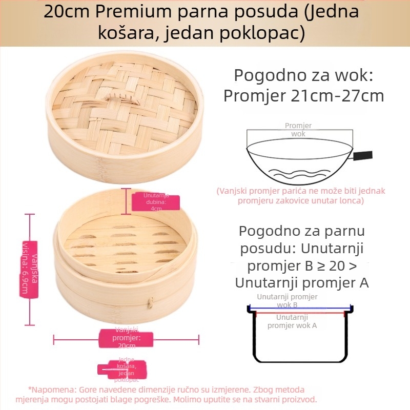Mali parni lonac od bambusa, mali parni lonac za kuhanje na pari, parni lonac za knedle od bambusa, mini parni lonac za kuhanje na pari od bambusa, komercijalni parni lonac od bambusa