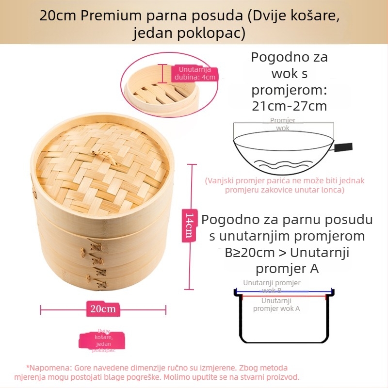 Mali parni lonac od bambusa, mali parni lonac za kuhanje na pari, parni lonac za knedle od bambusa, mini parni lonac za kuhanje na pari od bambusa, komercijalni parni lonac od bambusa