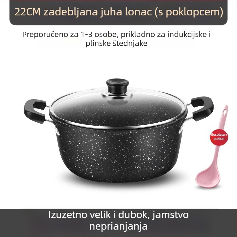 Medicinski kameni lonac za juhu, kućanski lonac s neprianjajućim slojem, univerzalni štednjak s dvostrukim uhom, lonac za varivo velikog kapaciteta, lonac za juhu, lonac za zabave