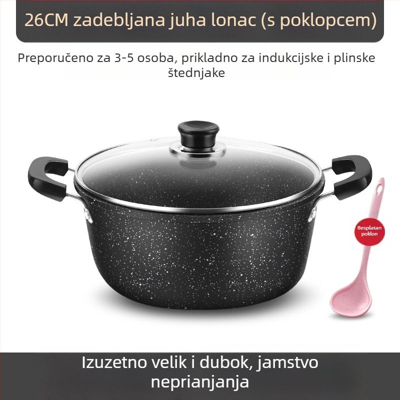 Medicinski kameni lonac za juhu, kućanski lonac s neprianjajućim slojem, univerzalni štednjak s dvostrukim uhom, lonac za varivo velikog kapaciteta, lonac za juhu, lonac za zabave
