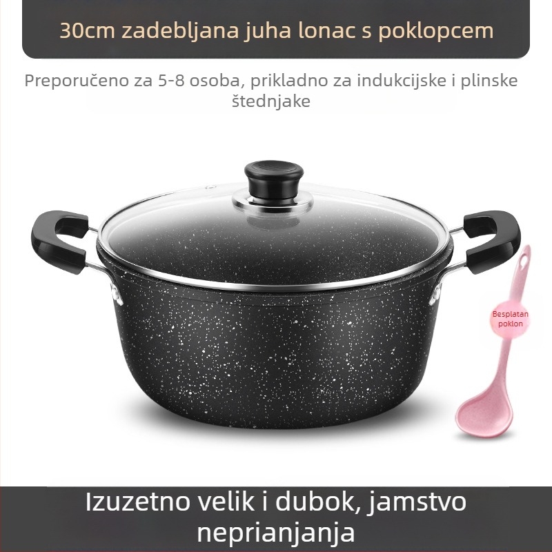 Medicinski kameni lonac za juhu, kućanski lonac s neprianjajućim slojem, univerzalni štednjak s dvostrukim uhom, lonac za varivo velikog kapaciteta, lonac za juhu, lonac za zabave