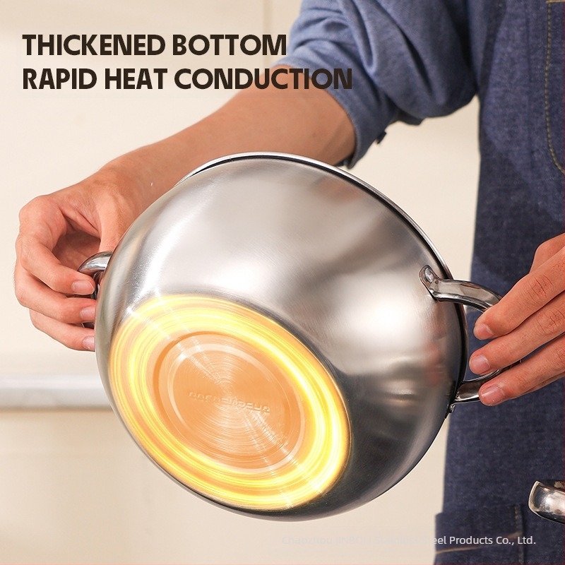 Nehrđajući čelični biserni lonac, šesterodjelni lonac za juhu s dvostrukim ušima, kuhinjski lonac, lonac za juhu, lonac za rezance, vrući lonac, visoki lonac za juhu