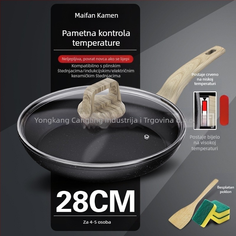 Tava od vulkanskog kamena Maifan, tava s neprianjajućim slojem, kućna tava za odrezak, tava za palačinke, tava za jaja, tava za palačinke, indukcijsko kuhalo