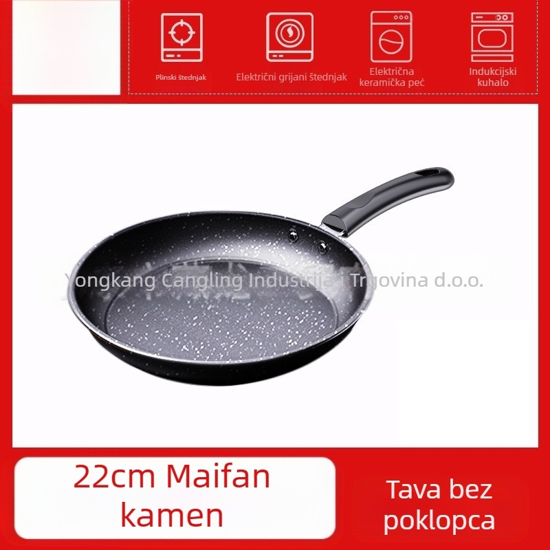 Tava od vulkanskog kamena Maifan, tava s neprianjajućim slojem, kućna tava za odrezak, tava za palačinke, tava za jaja, tava za palačinke, indukcijsko kuhalo