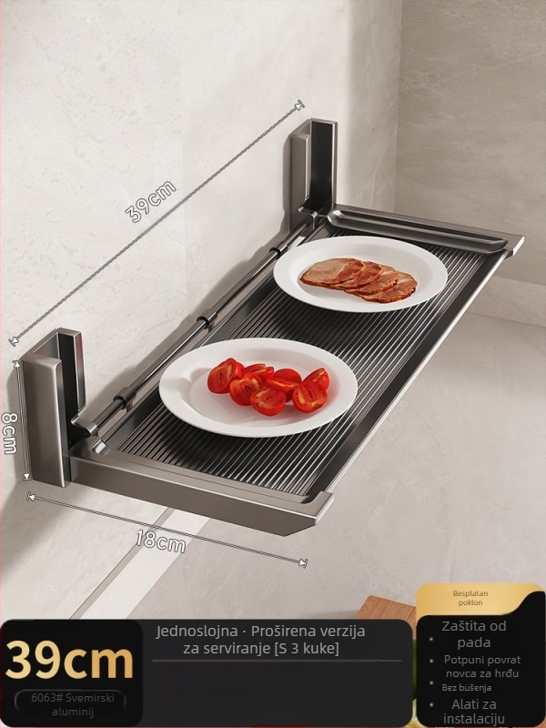 ♤ Stalak za pohranu u kuhinji, stalak za daske za rezanje, višenamjenski sklopivi stalak za pohranu koji se može montirati na zid bez bušenja, stalak za poklopac lonca i začine, stalak za zdjele