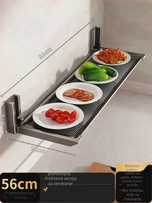 ♤ Stalak za pohranu u kuhinji, stalak za daske za rezanje, višenamjenski sklopivi stalak za pohranu koji se može montirati na zid bez bušenja, stalak za poklopac lonca i začine, stalak za zdjele