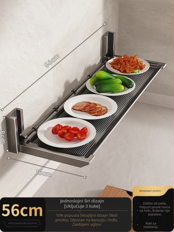 ♤ Stalak za pohranu u kuhinji, stalak za daske za rezanje, višenamjenski sklopivi stalak za pohranu koji se može montirati na zid bez bušenja, stalak za poklopac lonca i začine, stalak za zdjele