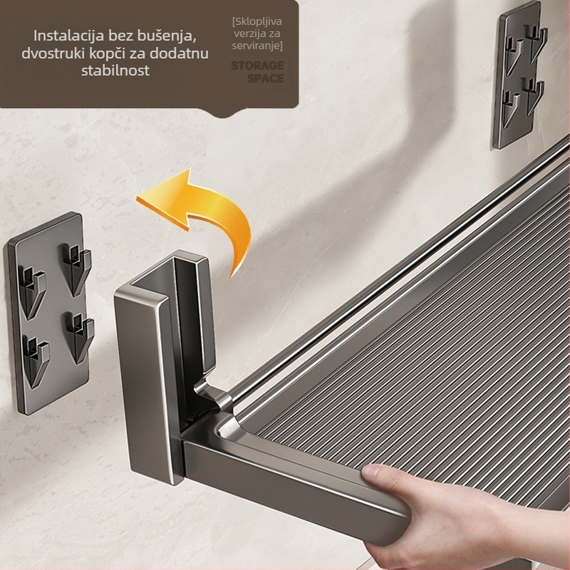 ♤ Stalak za pohranu u kuhinji, stalak za daske za rezanje, višenamjenski sklopivi stalak za pohranu koji se može montirati na zid bez bušenja, stalak za poklopac lonca i začine, stalak za zdjele