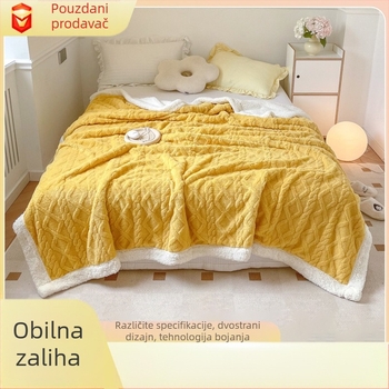 Proljetna zadebljana janjeća baršunasta deka, dvostrana tafta, ekstra debela mala deka, navlaka za sofu, veleprodaja deka